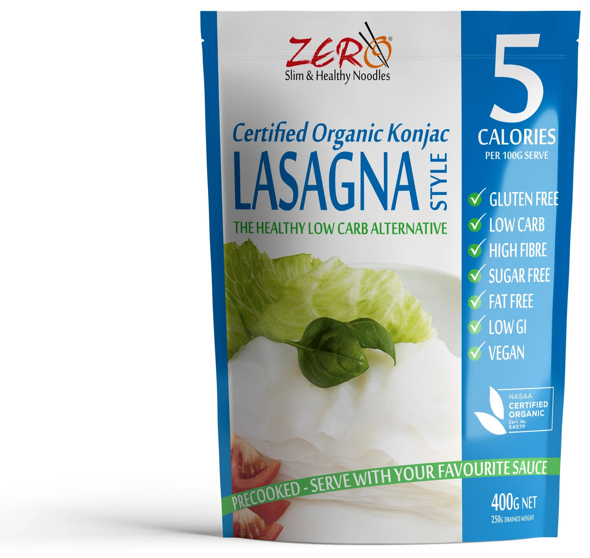 ZERO Konjac NOODLES Shirataki LASAGNA Certified Organic Konjac Noodles