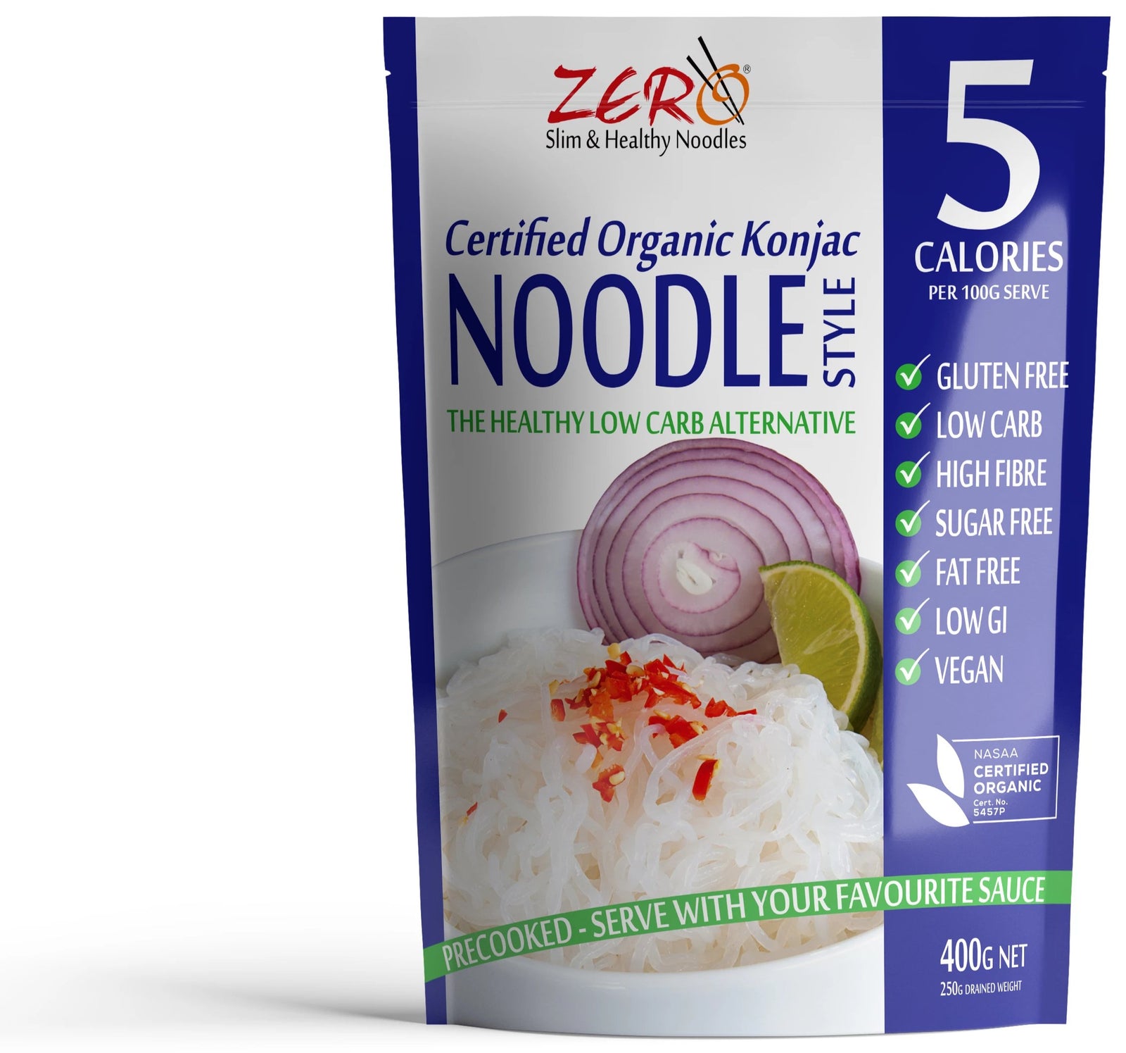 ZERO Noodles, Konjac Noodles, Shirataki Noodles made from Glucomannan. Single