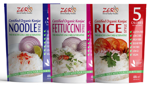 ZERO Noodles 96 Mixed Pack, Konjac Noodles, Shirataki Noodles made from Glucomannan. Bulk